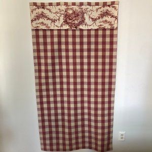Red/Off-White Buffalo Check +Toile Door Curtain